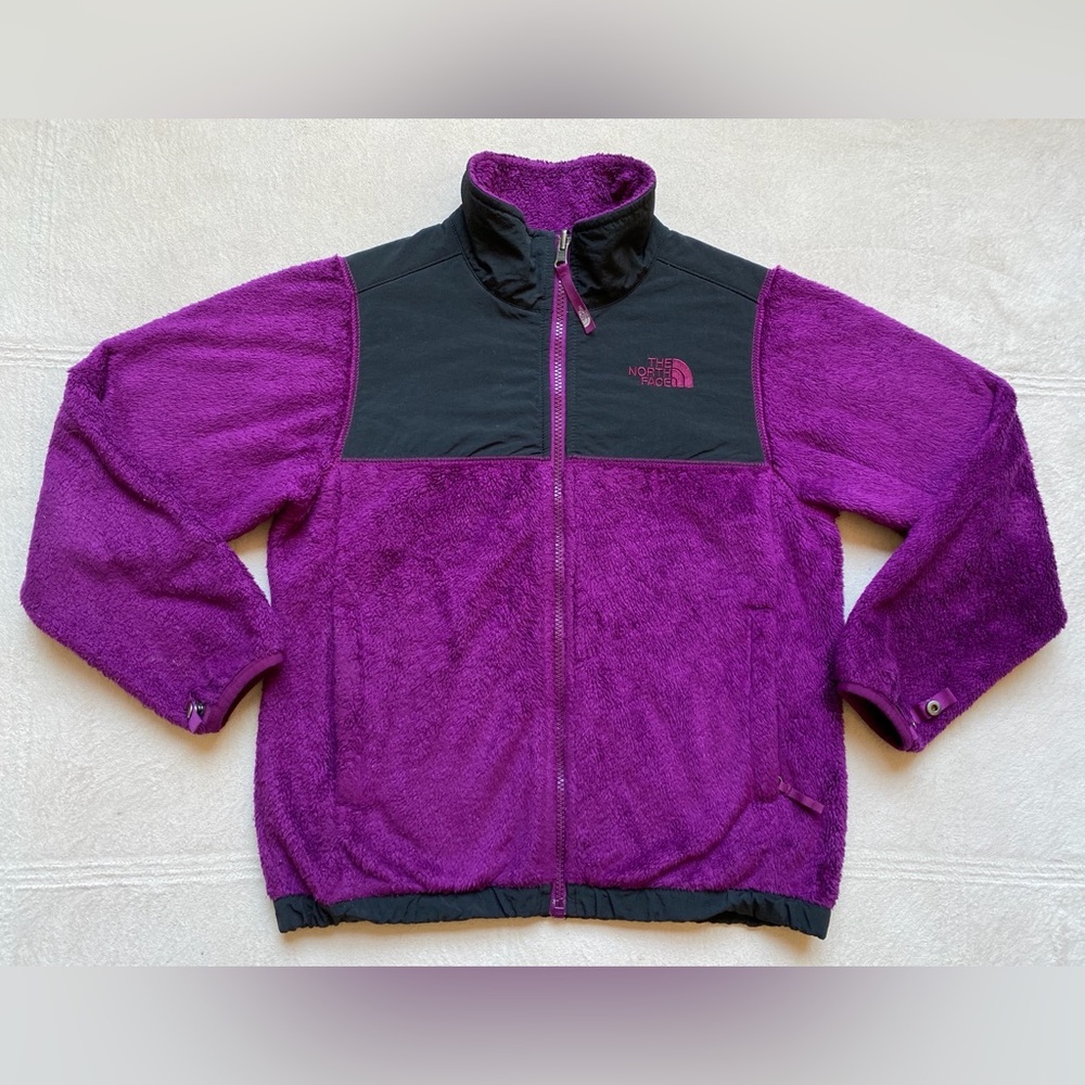 The NORTH FACE Girls' Osito Fleece Jacket, Purple & Black, Zipper Pockets, GUC
